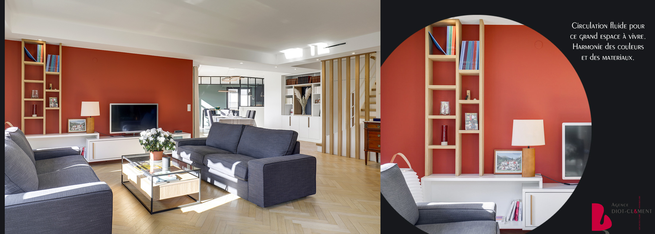Salon du Projet Foujols, réalisation de l'Agence Diot-Clément à Boulogne-Billancourt
